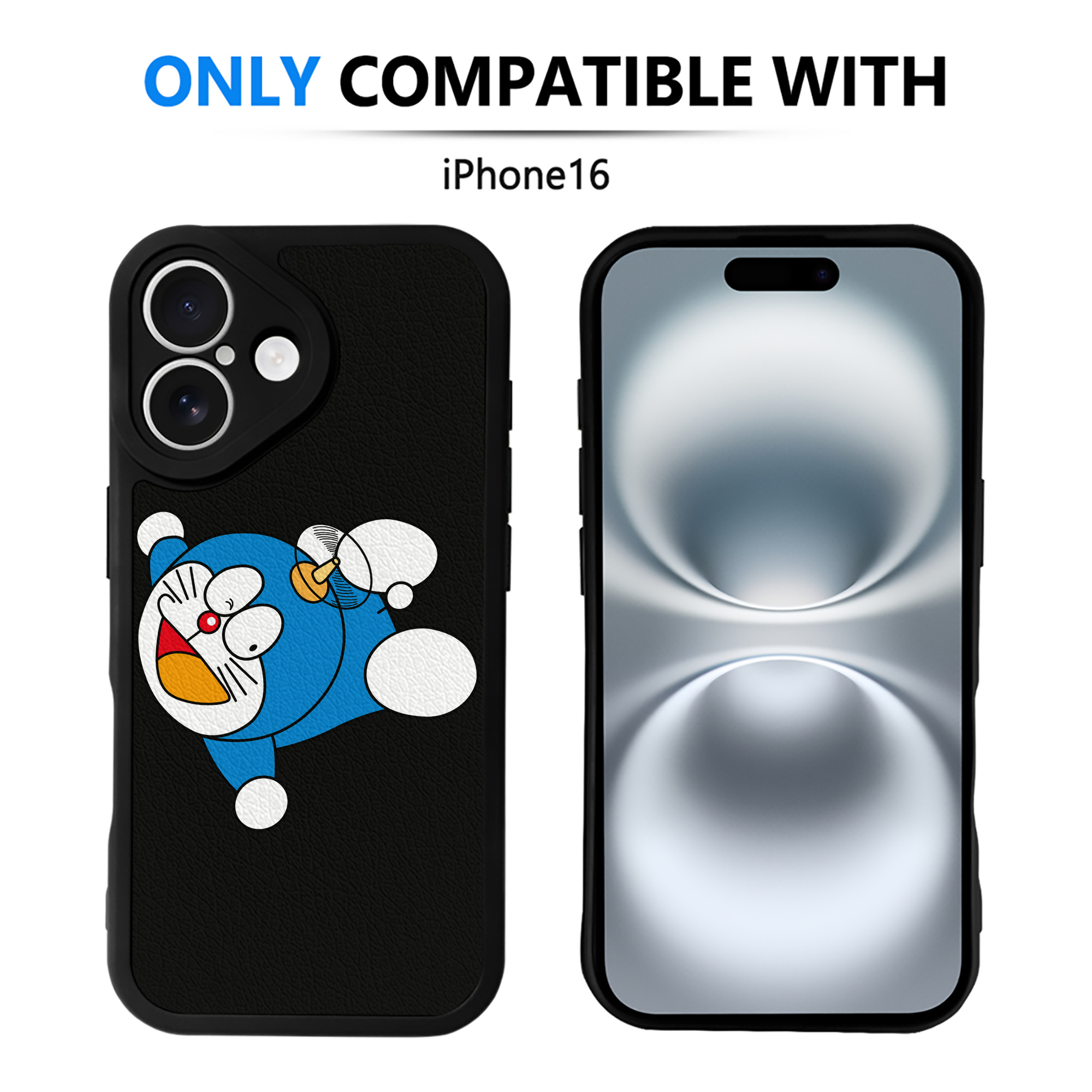 （画像用） ドラえもん Doraemon 【iPhone 16シリーズ対応】シリコンスマホケース（レザー調） 材質：シリコン